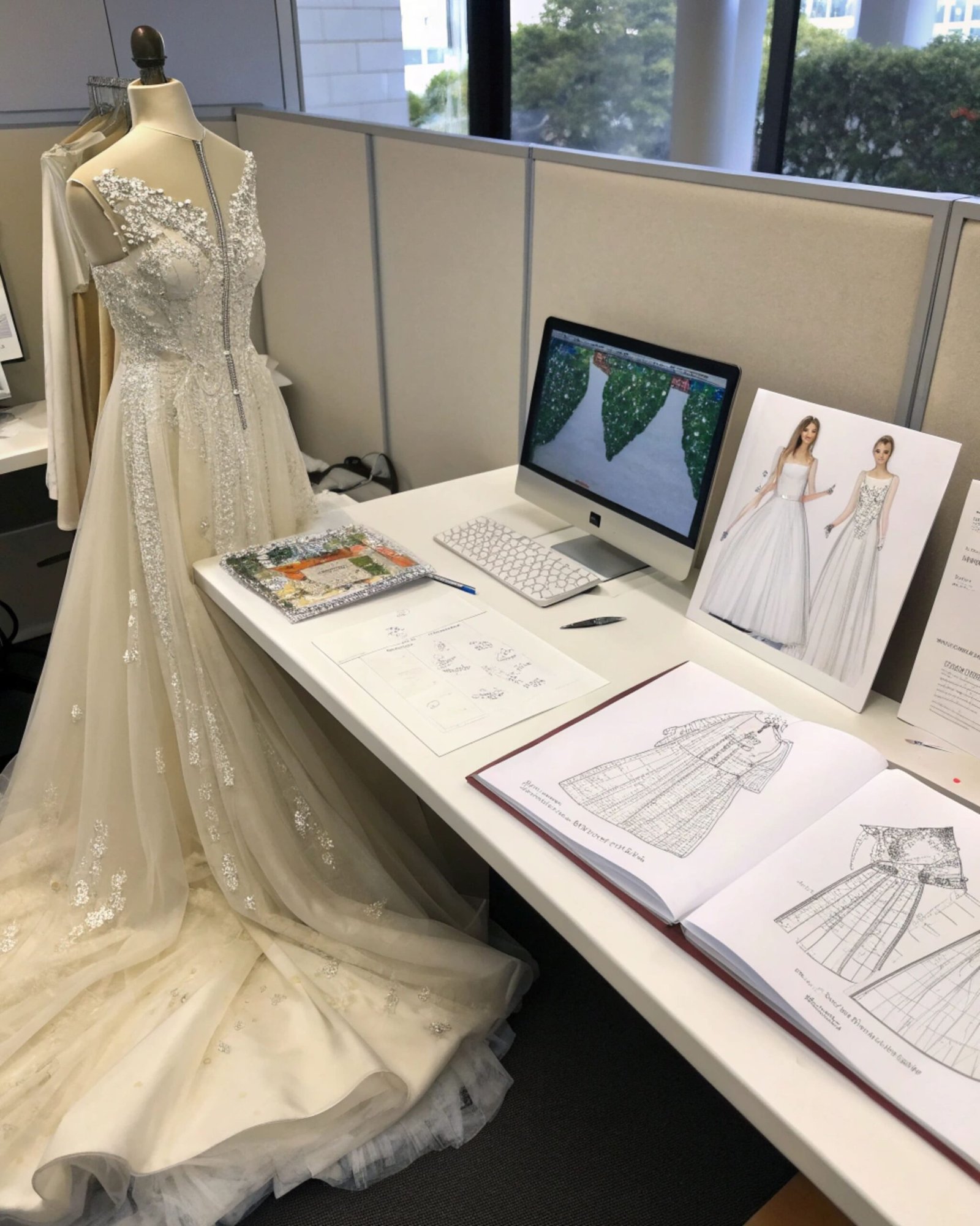 Custom wedding dress sample development and pattern making