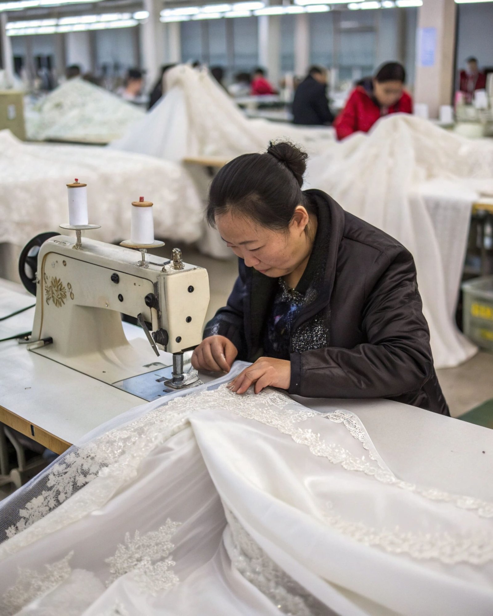 Small batch wedding dress production line