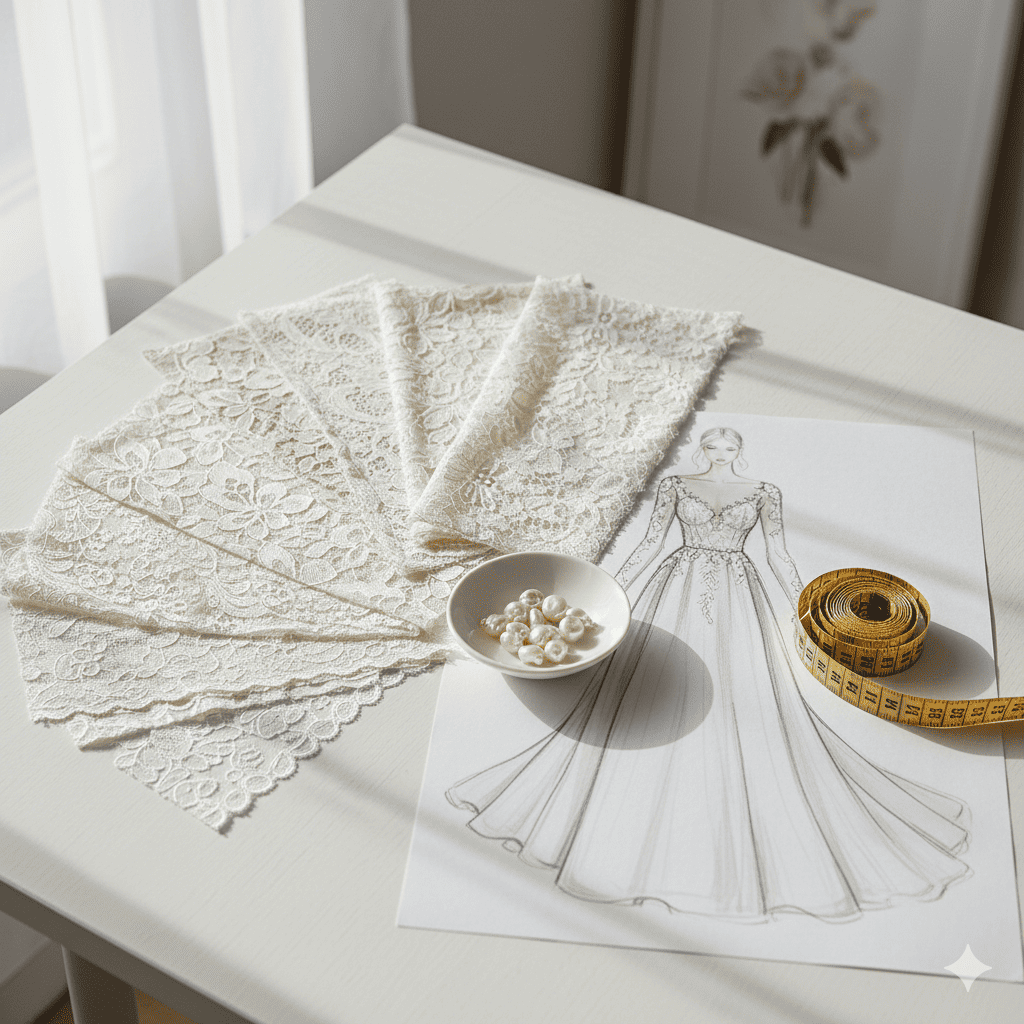 Wedding dress manufacturer China - High-end bridal lace fabric texture