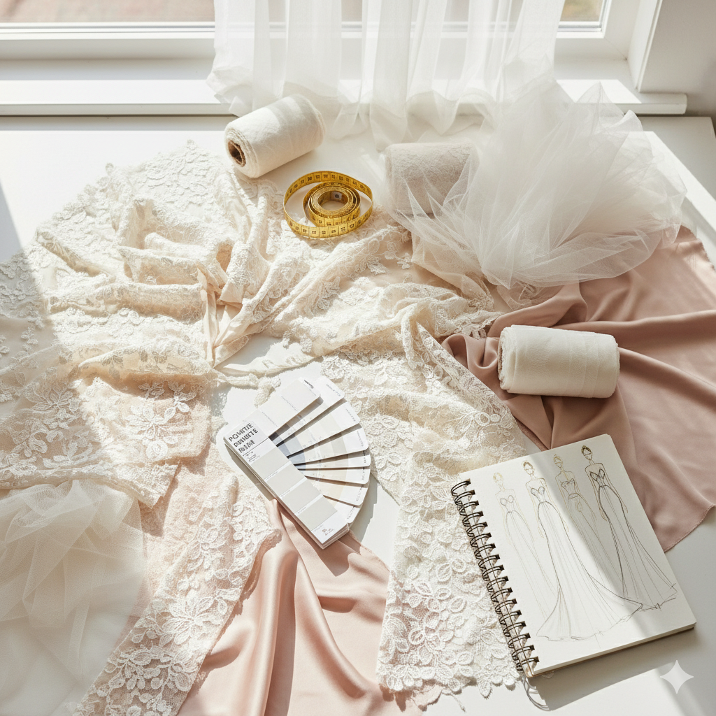 Premium bridal lace fabric samples