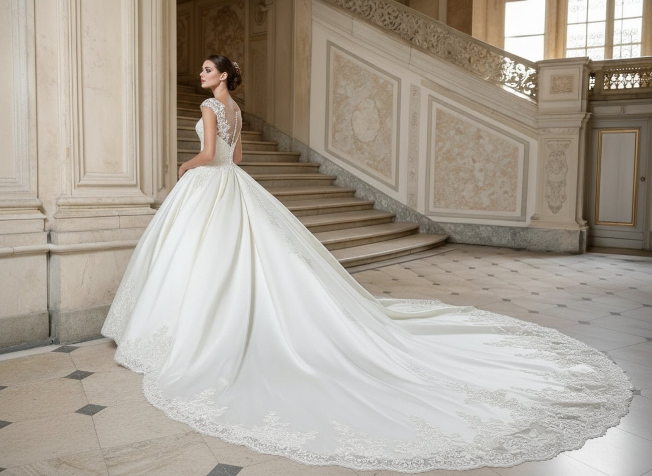 Classic ballgown with cathedral train