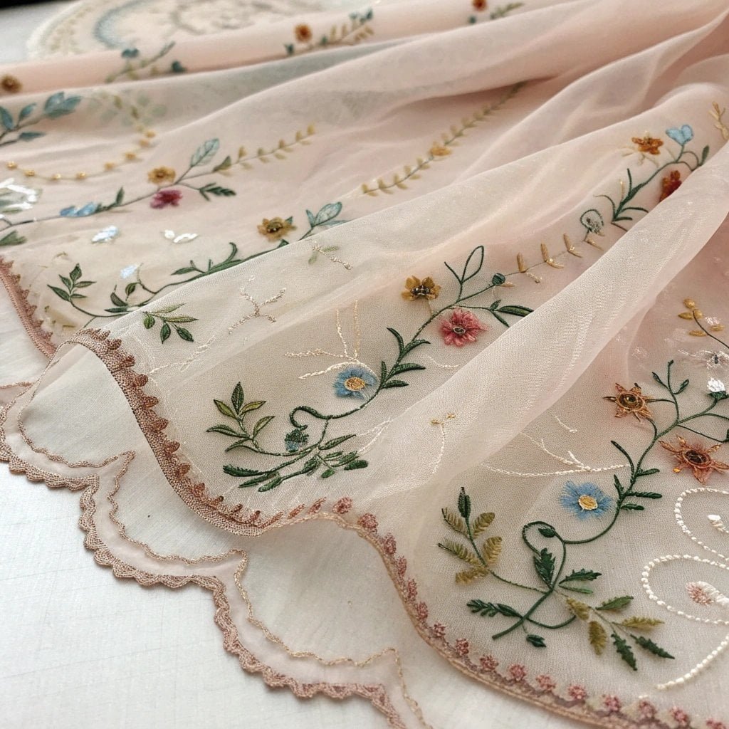 Embroidered organza detail