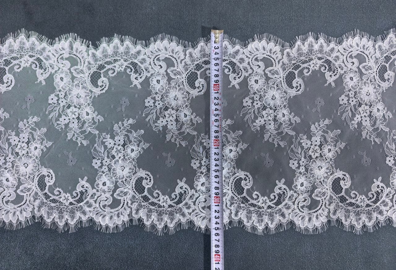 Premium Chantilly Lace Pattern Close-up Detail