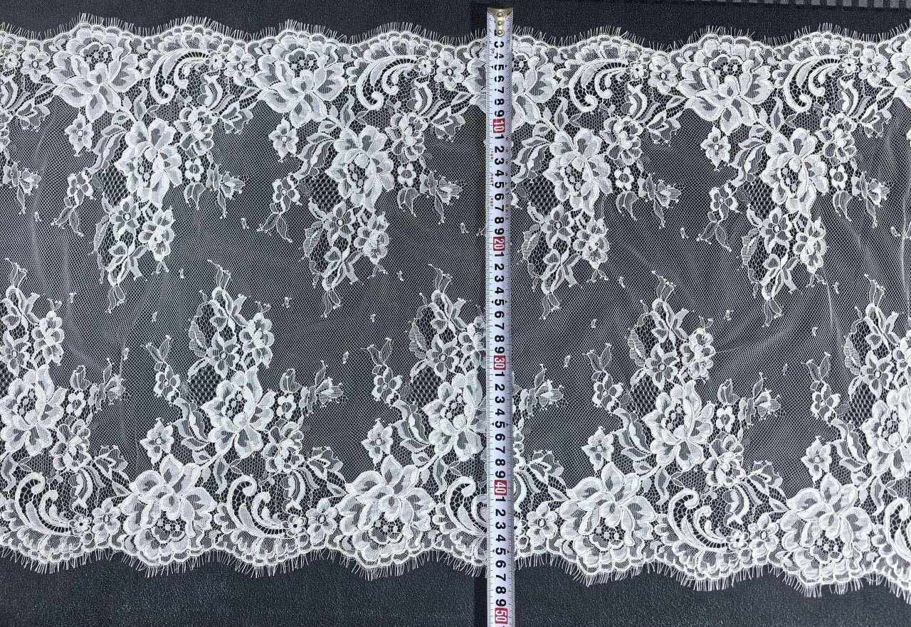 Premium Chantilly Lace Pattern Close-up Detail