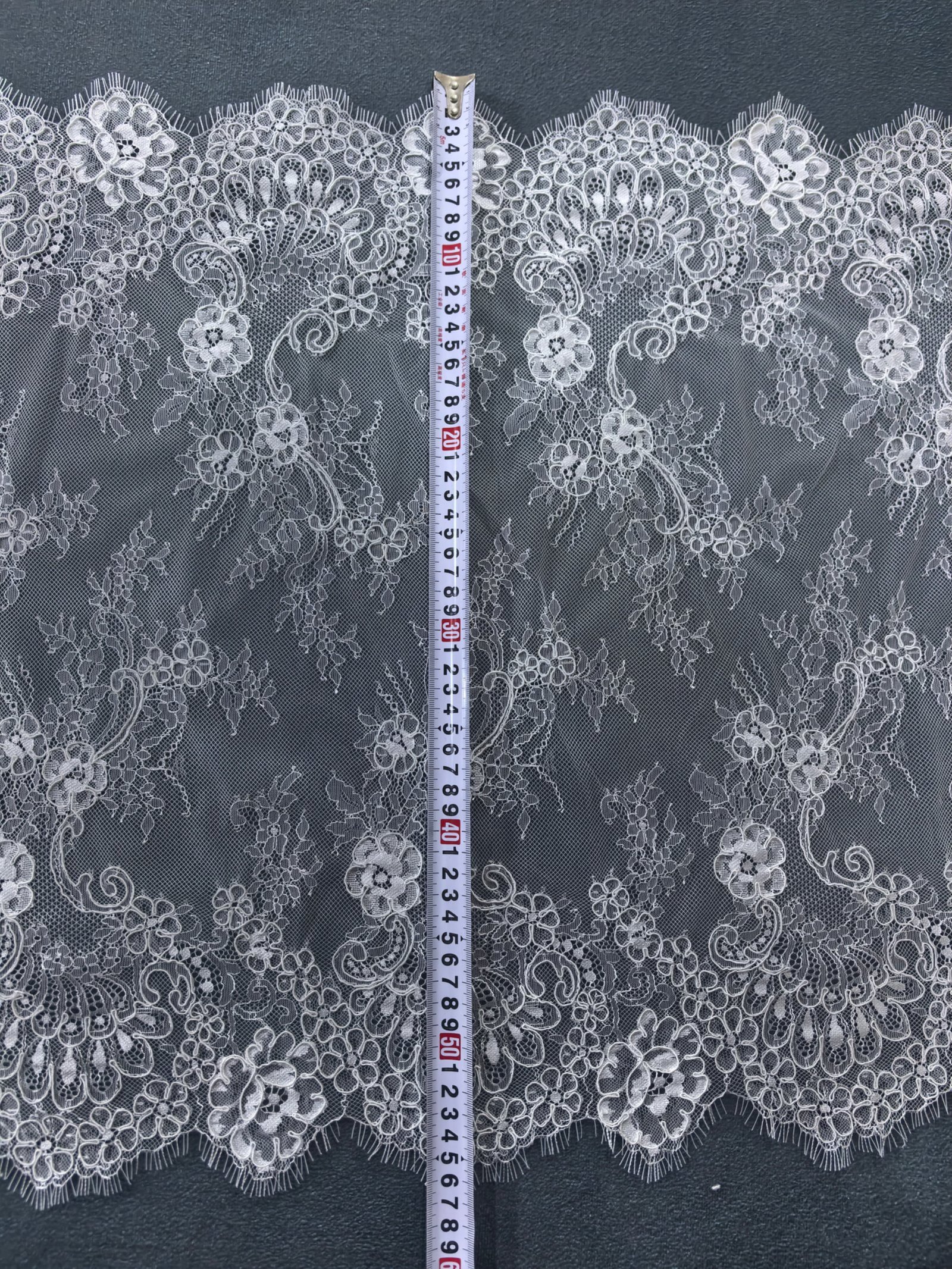 Alençon Floral Lace Pattern Close-up Detail