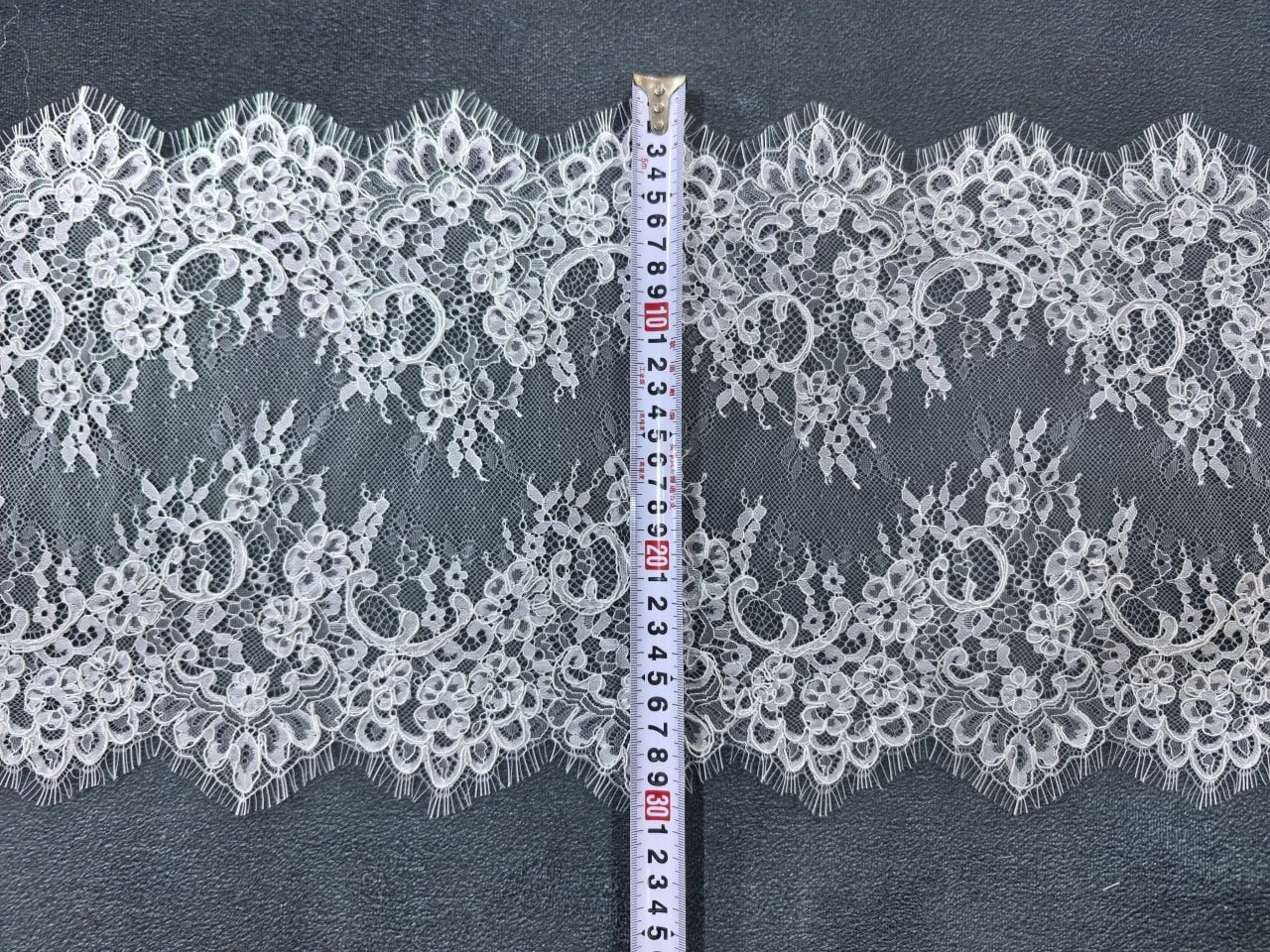 Alençon Floral Lace Pattern Close-up Detail