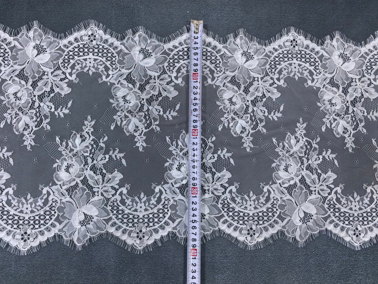 Alençon Floral Lace Pattern Close-up Detail