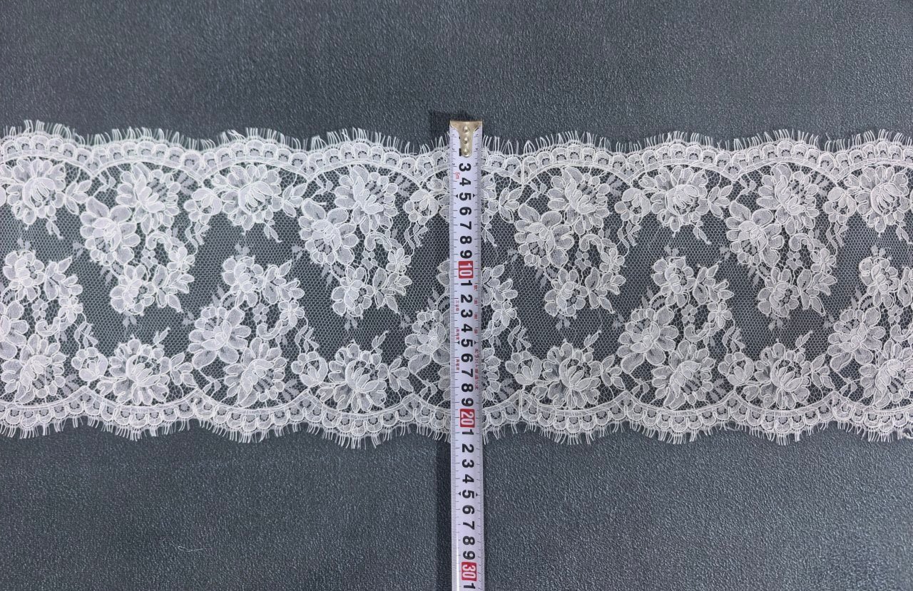 Alençon Floral Lace Pattern Close-up Detail