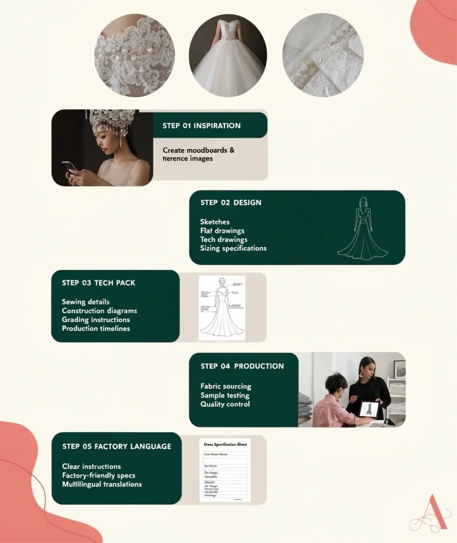 Bridal tech pack development and pattern making