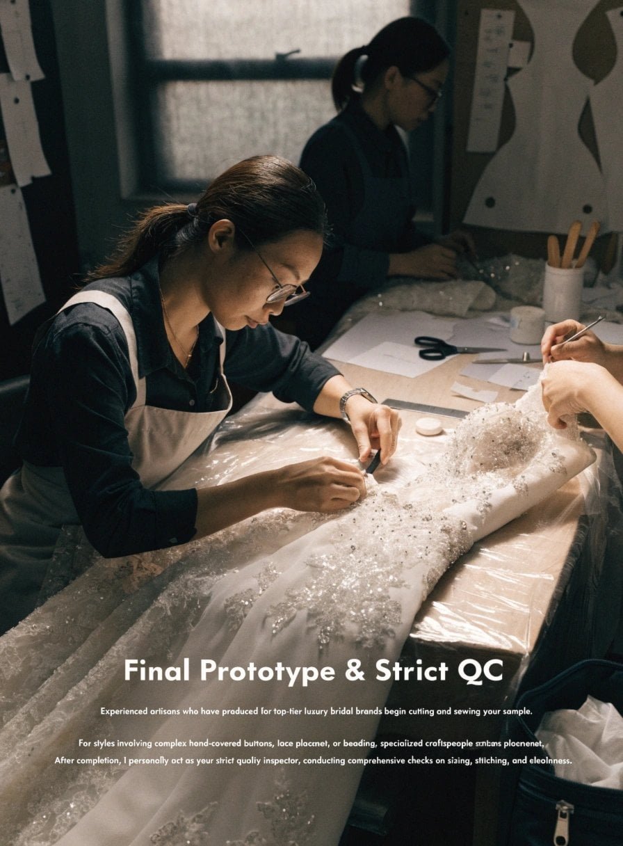 Final wedding dress prototype with strict quality control