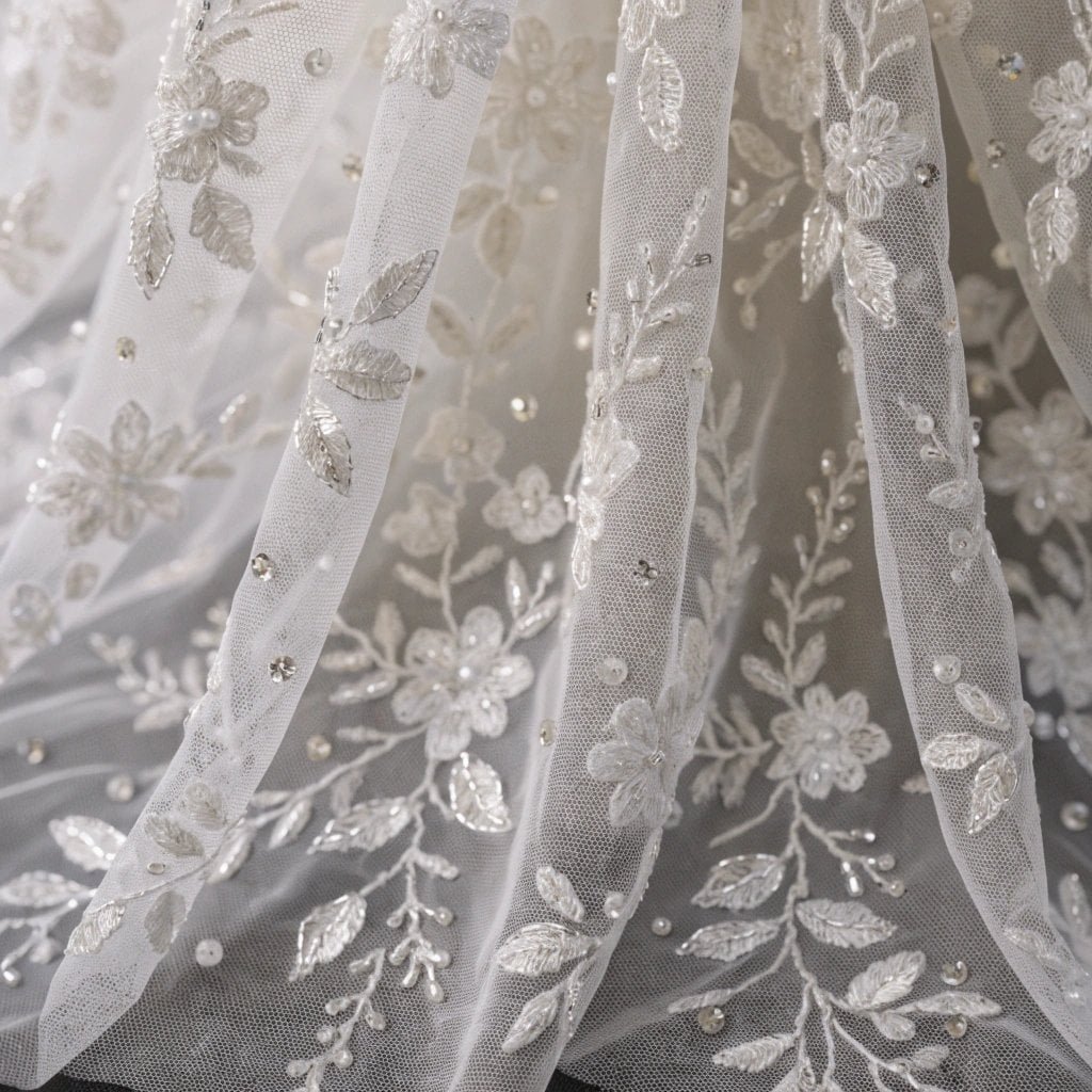 Swiss embroidered tulle detail