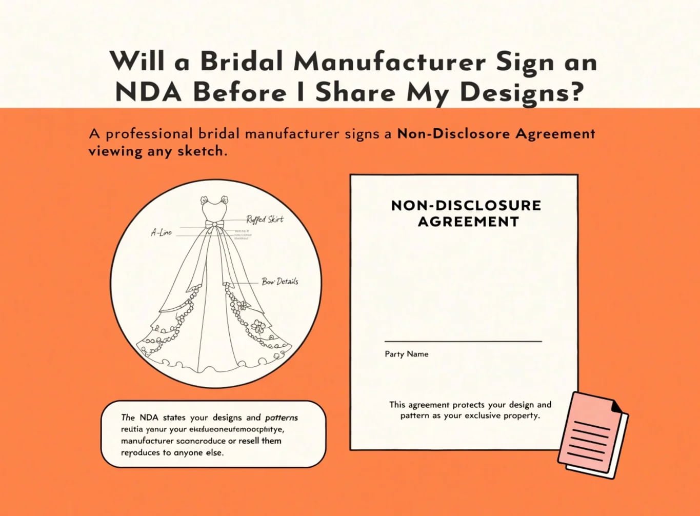 NDA and confidentiality agreement for bridal design private label protection
