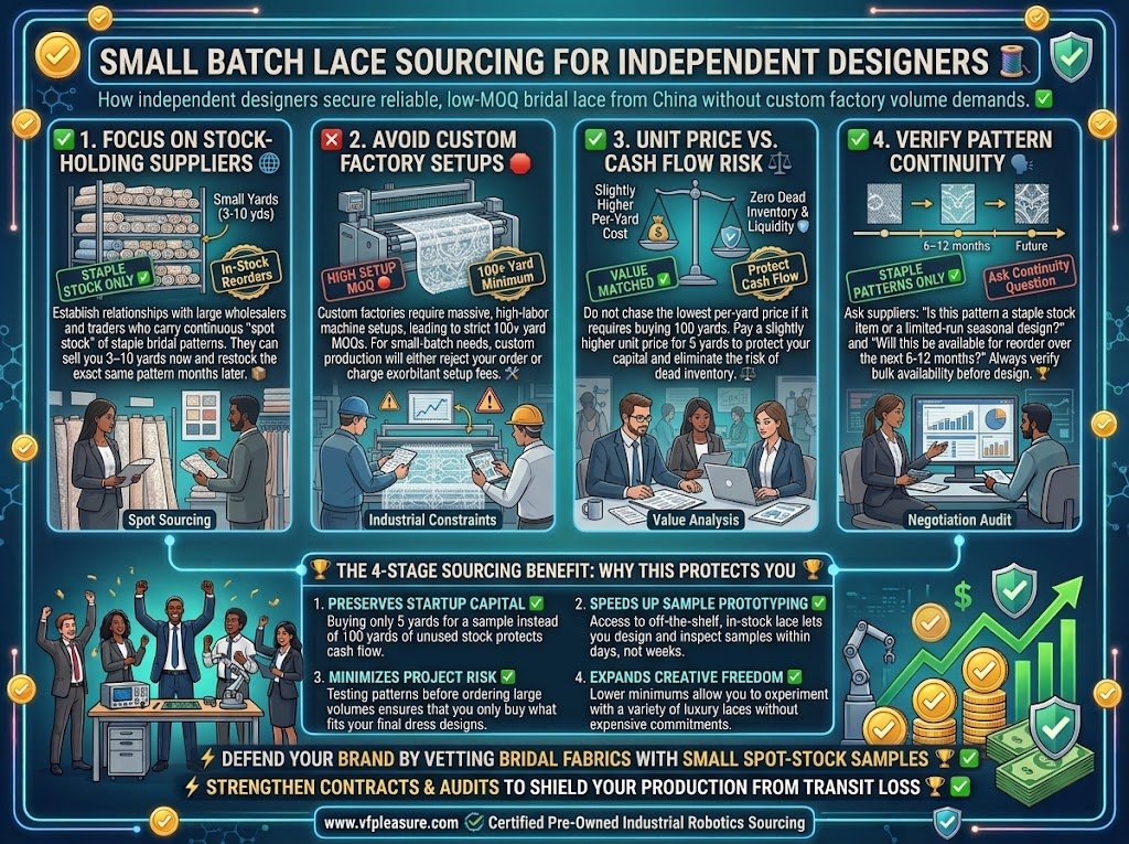 Independent bridal designer small batch lace sourcing strategy stock versus custom production